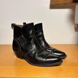 Black Leather Cowboy Chelsea Boots